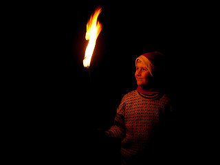 Image showing Christmas boy waiting for santa