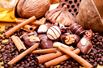 Image showing collection of different chocolate pralines truffels 