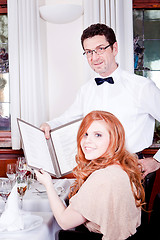 Image showing man and woman in restaurant for dinner