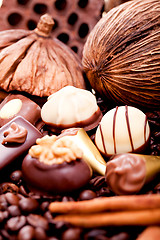 Image showing collection of different chocolate pralines truffels 