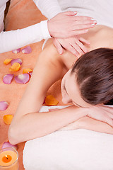 Image showing young attractive smilig woman doing wellness spa