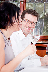 Image showing smiling happy people in restaurant