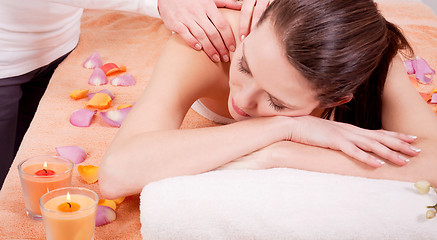 Image showing young attractive smilig woman doing wellness spa