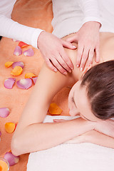 Image showing young attractive smilig woman doing wellness spa