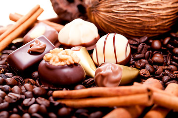 Image showing collection of different chocolate pralines truffels 