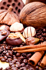 Image showing collection of different chocolate pralines truffels 