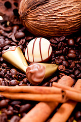 Image showing collection of different chocolate pralines truffels 