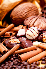 Image showing collection of different chocolate pralines truffels 