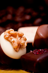 Image showing collection of different chocolate pralines truffels 