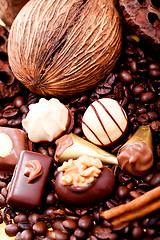 Image showing collection of different chocolate pralines truffels 