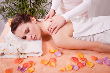 Image showing young attractive smilig woman doing wellness spa