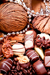 Image showing collection of different chocolate pralines truffels 