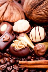 Image showing collection of different chocolate pralines truffels 