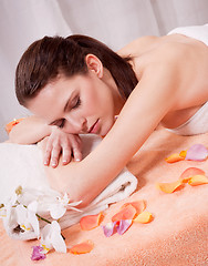 Image showing young attractive smilig woman doing wellness spa