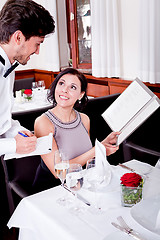 Image showing man and woman in restaurant for dinner