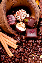 Image showing collection of different chocolate pralines truffels 