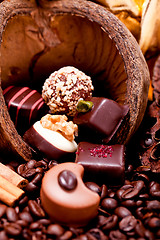 Image showing collection of different chocolate pralines truffels 