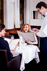 Image showing man and woman in restaurant for dinner