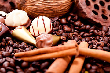 Image showing collection of different chocolate pralines truffels 