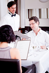 Image showing man and woman in restaurant for dinner