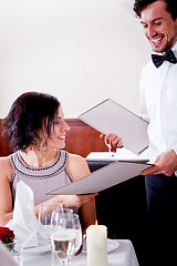 Image showing man and woman in restaurant for dinner