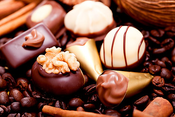 Image showing collection of different chocolate pralines truffels 