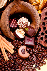 Image showing collection of different chocolate pralines truffels 