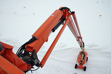 Image showing Orange hydraulic lift perspective view