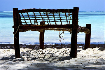 Image showing bench rope beach  in zanzibar 