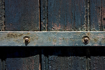 Image showing  old iron metal lock and wood