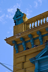 Image showing  old blue yellow little terrace  and roof  in  buenos aires 