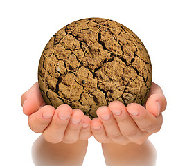 Image showing Parched planet in hands, global warming concept