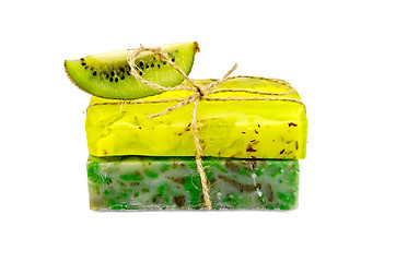 Image showing Soap homemade with a slice of kiwi