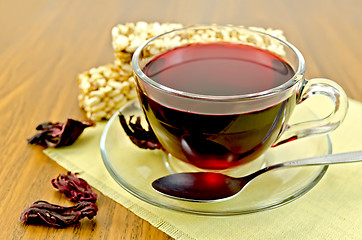 Image showing Tea hibiscus with cereal crispbread