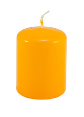 Image showing yellow thick simple wax candle wick isolated white 