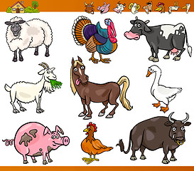 Image showing farm animals set cartoon illustration