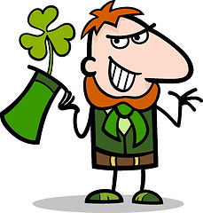 Image showing Leprechaun with clover cartoon illustration