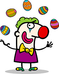 Image showing cartoon clown juggling easter eggs