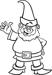 Image showing gnome or dwarf cartoon for coloring book