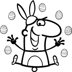 Image showing man as easter bunny cartoon for coloring