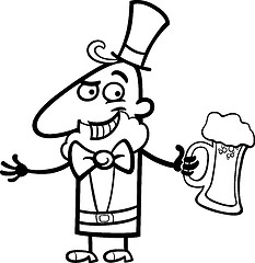 Image showing Leprechaun with beer cartoon for coloring