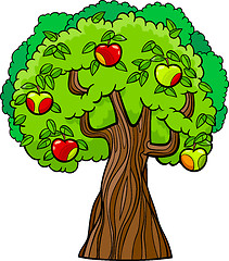 Image showing apple tree cartoon illustration