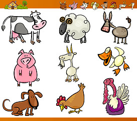 Image showing farm animals set cartoon illustration