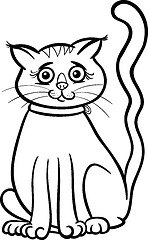 Image showing female cat cartoon for coloring book