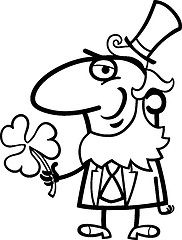 Image showing Leprechaun with clover cartoon for coloring