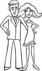 Image showing cute couple cartoon for coloring