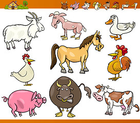 Image showing farm animals set cartoon illustration