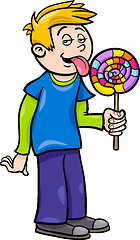 Image showing boy with lollipop cartoon illustration