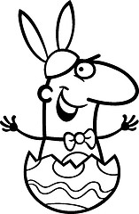 Image showing man as easter bunny cartoon for coloring
