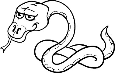 Image showing snake cartoon illustration for coloring book